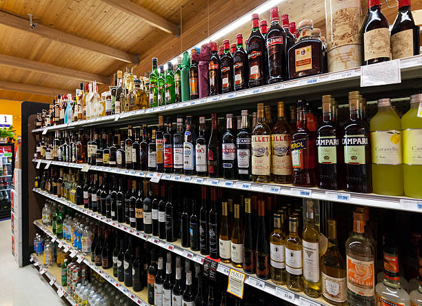 Liquor Store Lighting in supermarket shelf